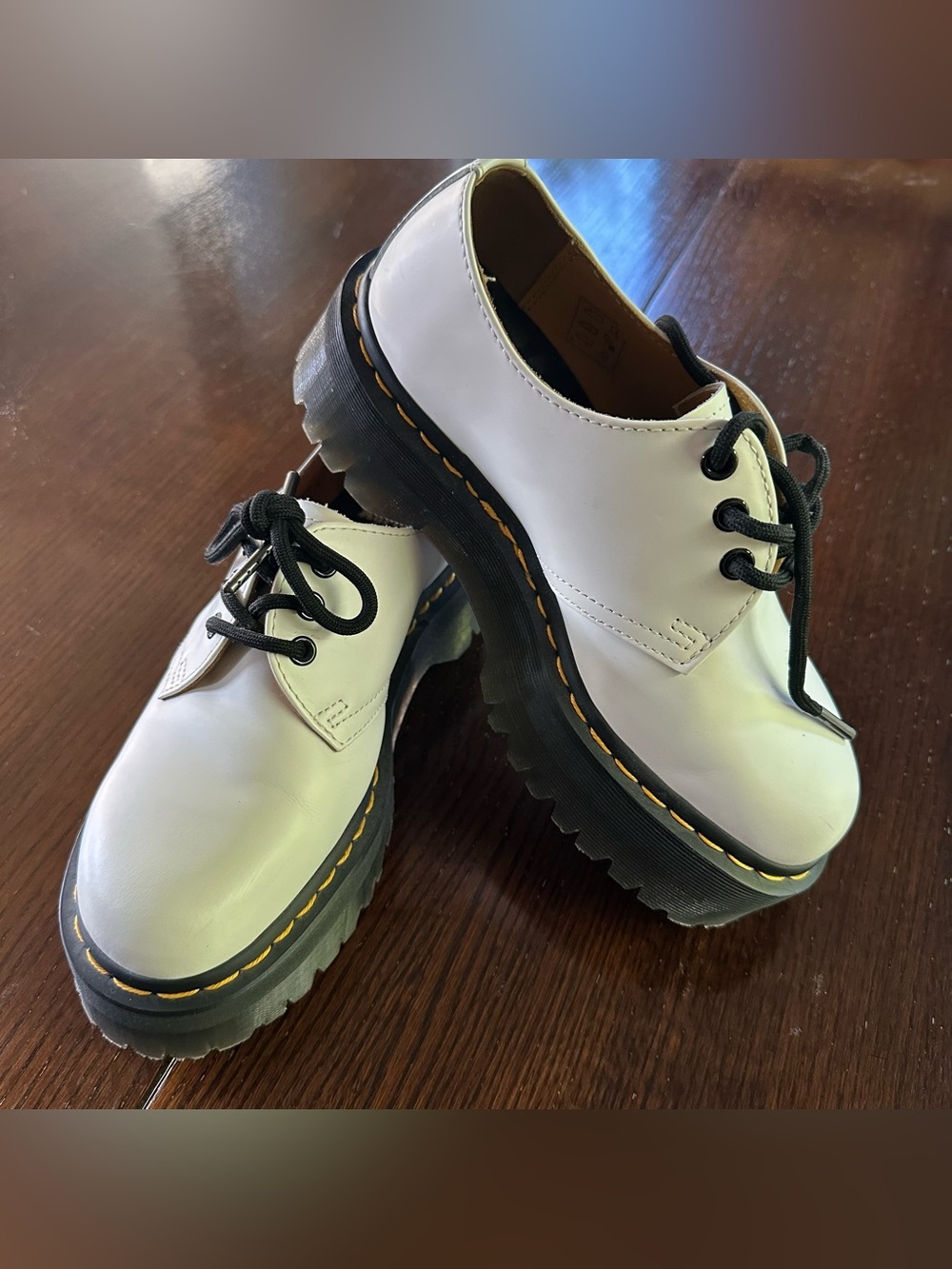 Dr. Martens 1461 Quad Platform White Smooth Leather Retro Shoe 7 W 38 EU